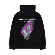 Wooyoungmi Feather Back Logo Hooded Sweatshirt Black - 23SS