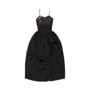 Darling You're Bad Women Unbalanced Shirring Long Dress Black
