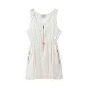 (W) Miu Miu Sleeveless Technical Silk Dress White