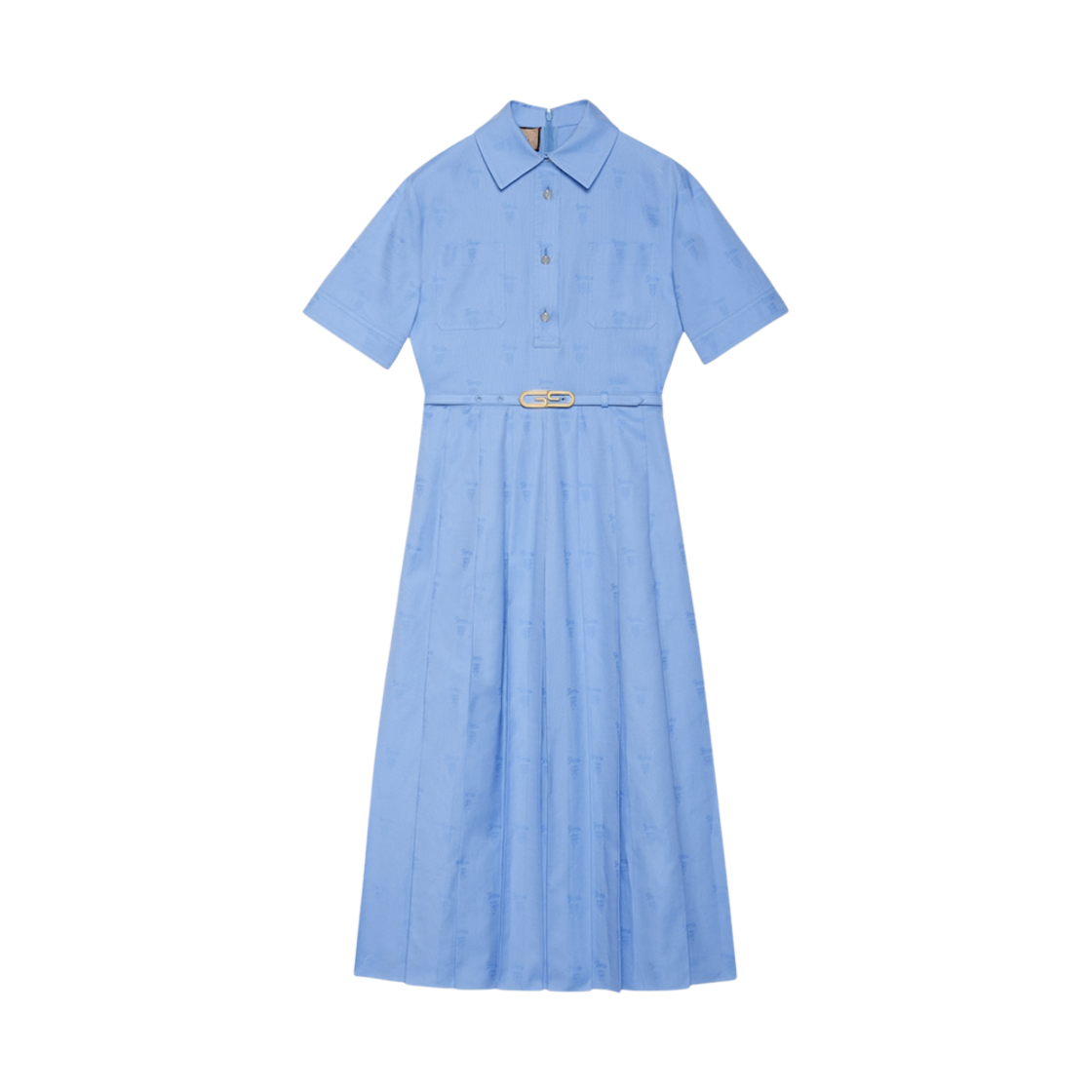 (W) 구찌 옥스포드 코튼 드레스 라이트 블루((W) Gucci Oxford Cotton Dress Light Blue) - 1
