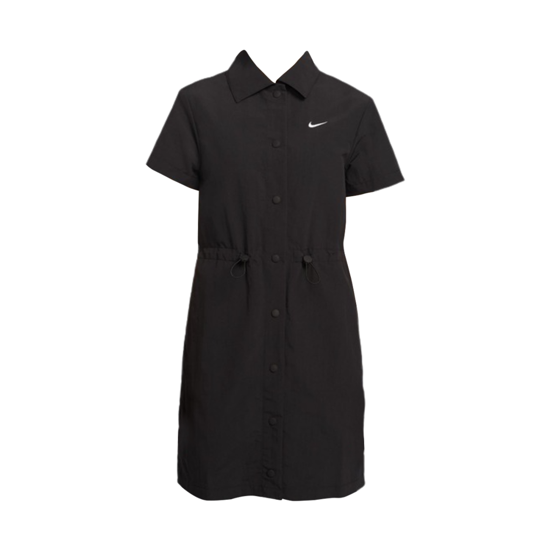 (W) 나이키 NSW 에브리씽 우븐 숏슬리브 미니 드레스 블랙 화이트 - 아시아((W) Nike NSW Everything Woven Short Sleeve Mini Dress Black White - Asia) - 1