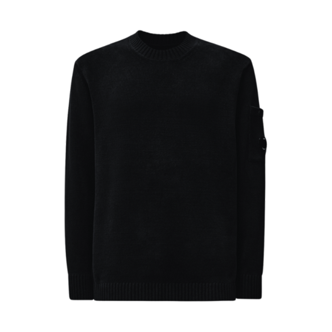 18CMKN068A005687G999 C.P. Company Chenile Cotton Lens Crewneck Knit Black - 25SS