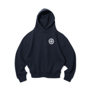 Punch Drunk Parties Circle Logo Oversized Hoodie Navy