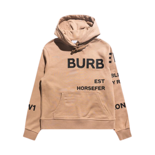 (W) Burberry Horseferry Logo Oversized Hoodie Beige