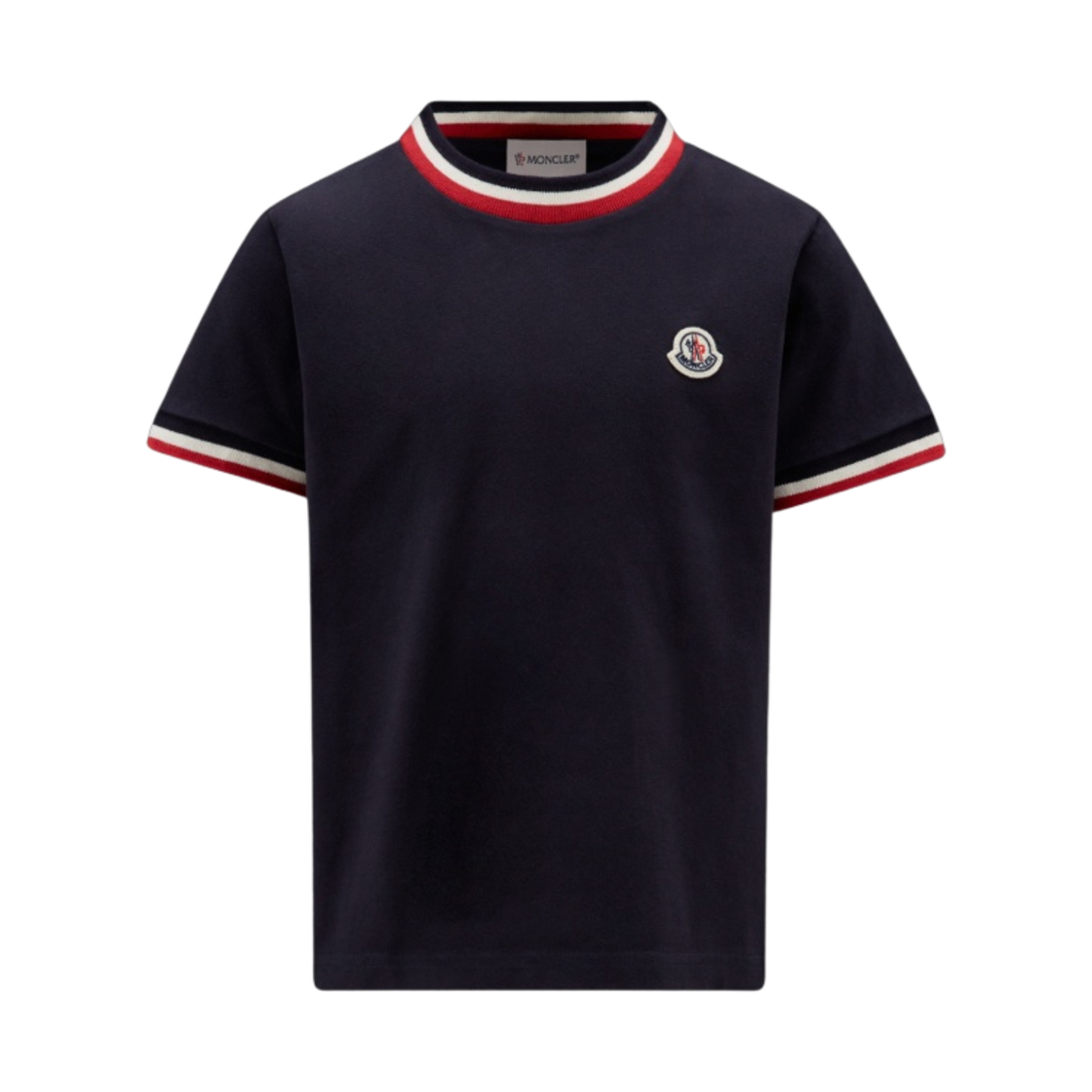 (키즈) 몽클레르 트라이컬러 티셔츠 네이비 블루 - 23FW