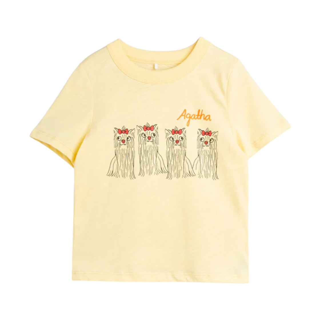 (키즈) 미니 로디니 아가타 도그 티셔츠 옐로우((Kids) Mini Rodini Agatha Dog T-Shirt Yellow)