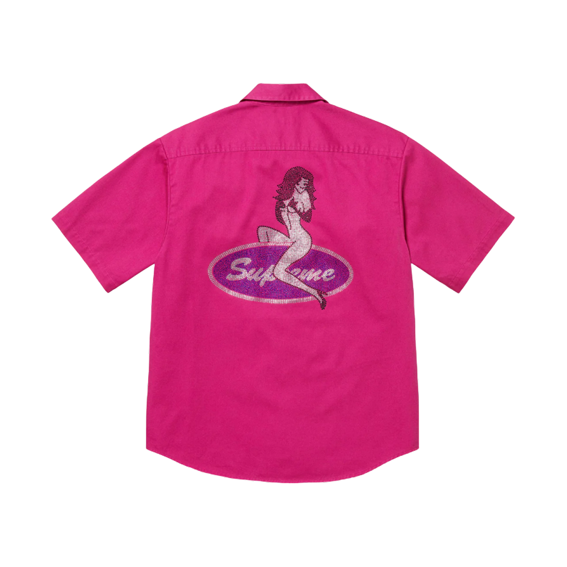 슈프림 라인스톤 핀 업 숏슬리브 워크 셔츠 푸시아 - 25SS