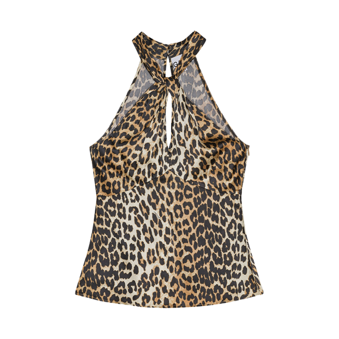 (W) 가니 프린티드 새틴 탑 레오파드((W) Ganni Printed Satin Top Leopard) - 1