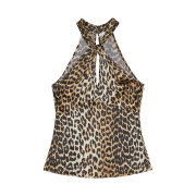 (W) Ganni Printed Satin Top Leopard