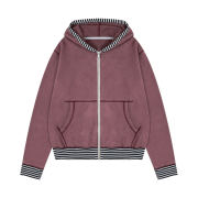 Safarispot Stripe Point Washing Hoodie Zipup Burgundy