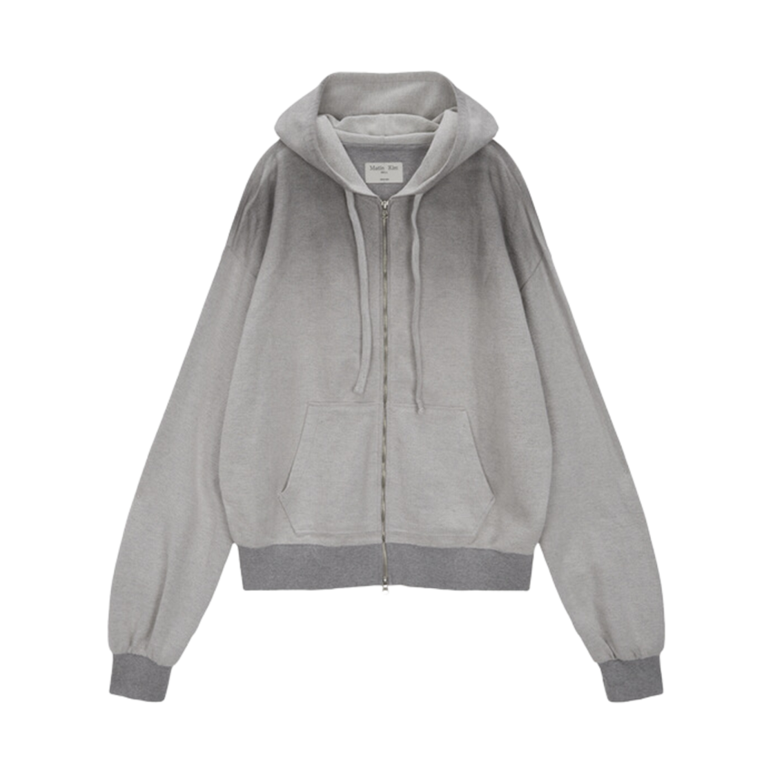MK2477JP544HLG Matin Kim Arm Patch Point Hoody Zip Up Light Grey