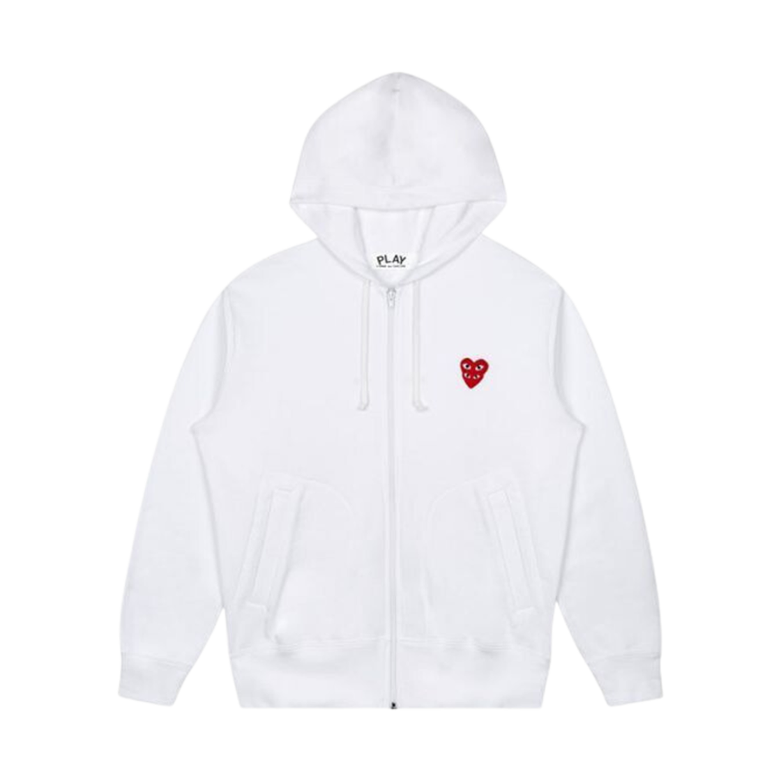 플레이 꼼데가르송 더블 하트 후드 집업 화이트(Play Comme Des Garcons Double Red Heart Zip Hooded Sweatshirt White)