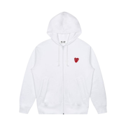 Play Comme Des Garcons Double Red Heart Zip Hooded Sweatshirt White