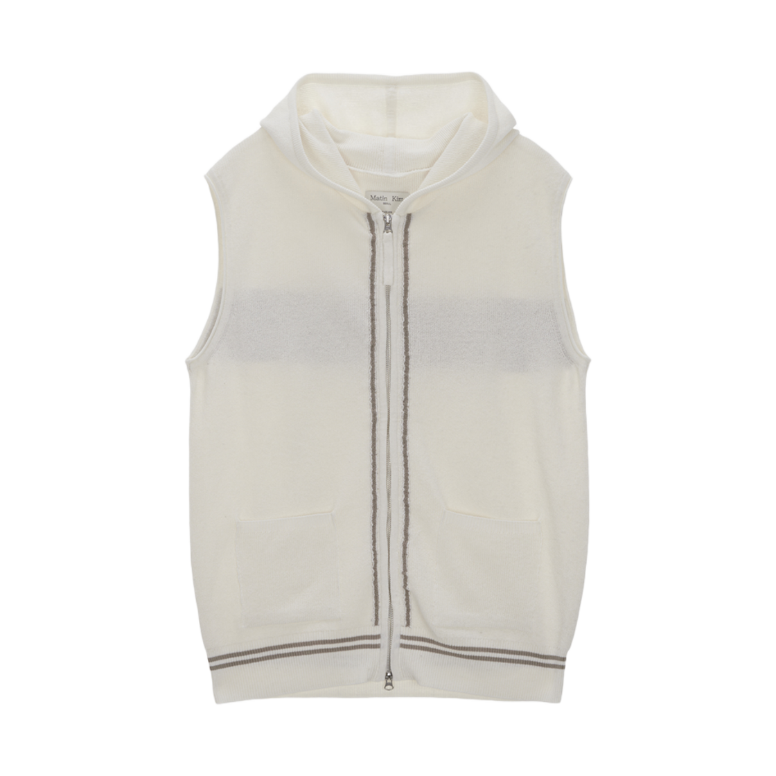 마뗑킴 후드 포인트 로고 니트 베스트 아이보리(Matin Kim Hoody Point Logo Knit Vest Ivory) - 2
