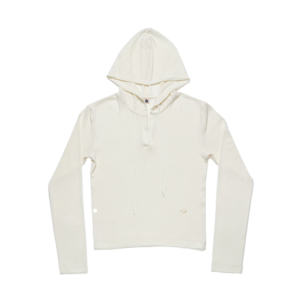 LLL90C-HD-IWH002F LLL Design Studio Wool Tencel Ribbed-Jersey Hoodie Ivory White
