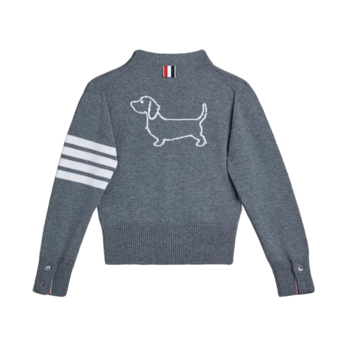 (키즈) 톰브라운 울 캐시미어 사선 헥터 클래식 가디건 미디움 그레이((Kids) Thom Browne Wool Cashmere 4-Bar Hector Classic Cardigan Medium Grey) - 2