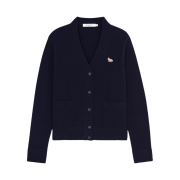 (W) Maison Kitsune Baby Fox Patch Boxy Cardigan Navy