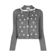 (W) Shushu/Tong Embroidered Flower Cardigan Grey