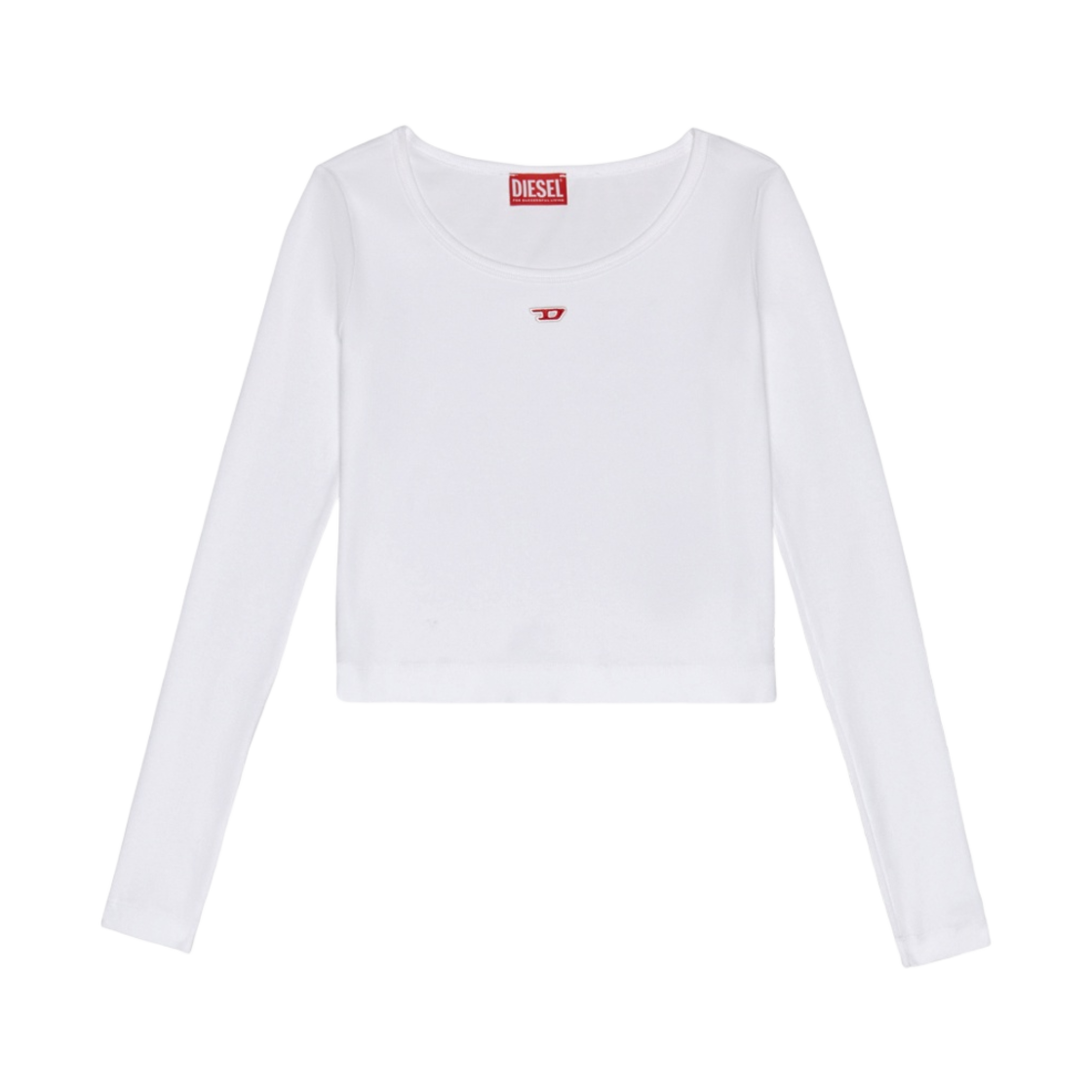 (W) 디젤 T-발레-D 로고 롱슬리브 티셔츠 화이트((W) Diesel T-Ballet-D Logo LS T-Shirt White)