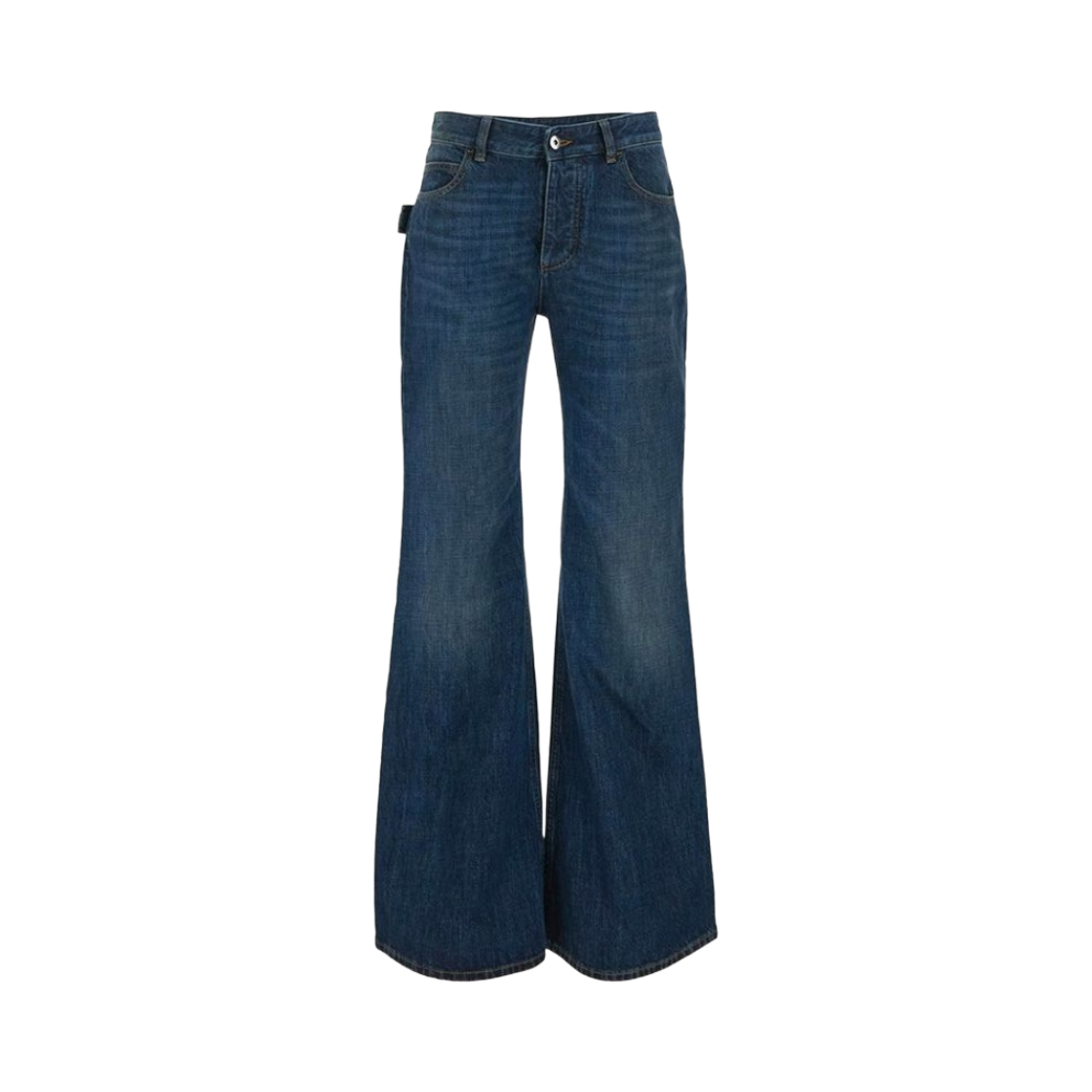 722517V2EN04715 (W) Bottega Veneta Medium Washed Mid Rise Flared Denim Mid blue