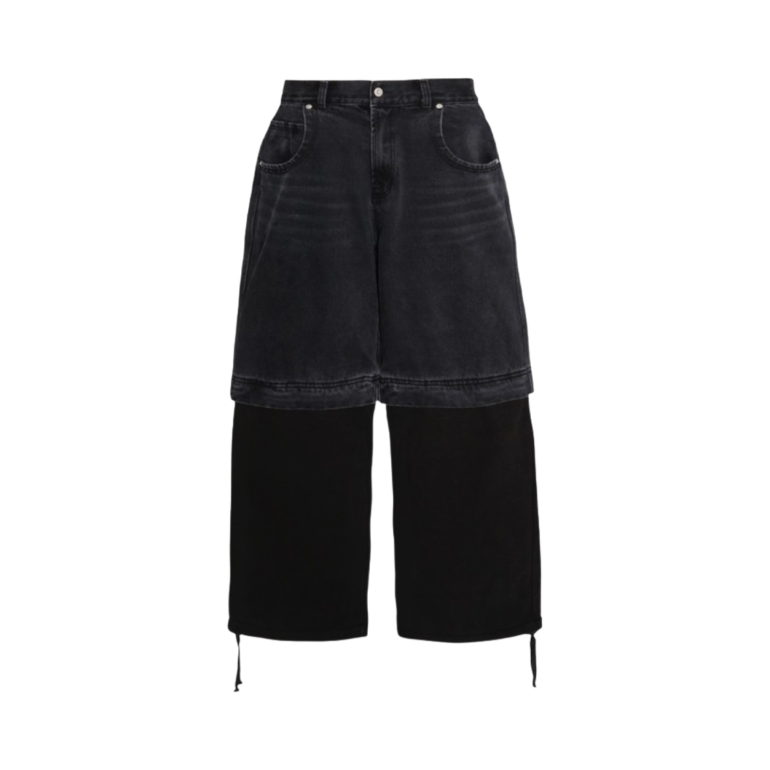 - MJD Washed Detachable Baggy Pants Black