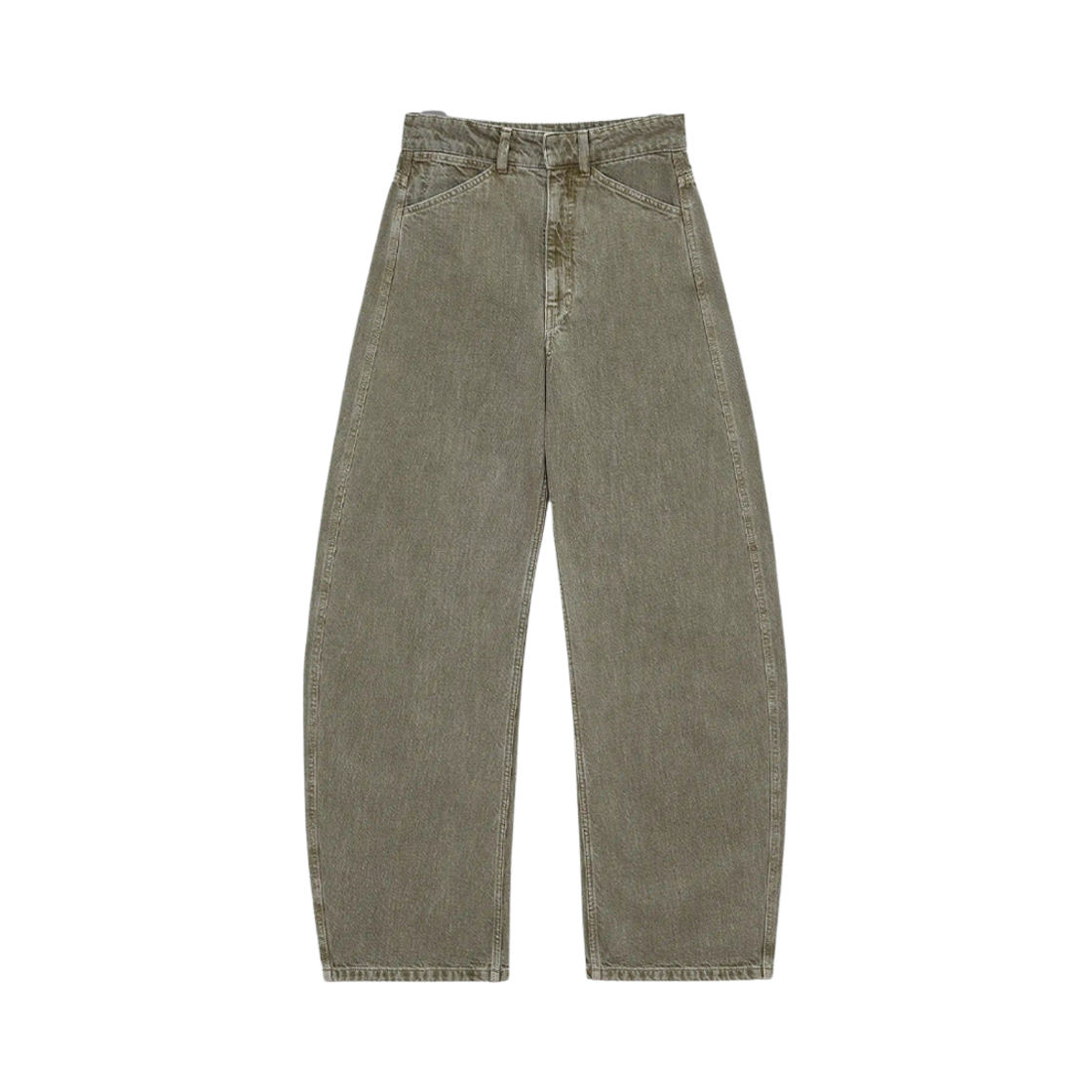 (W) 르메르 헤비 스노위 데님 하이 웨이스티드 커브드 팬츠 데님 스노우 올리브((W) Lemaire Heavy Snowy Denim High Waisted Curved Pants Denim Snow Olive)