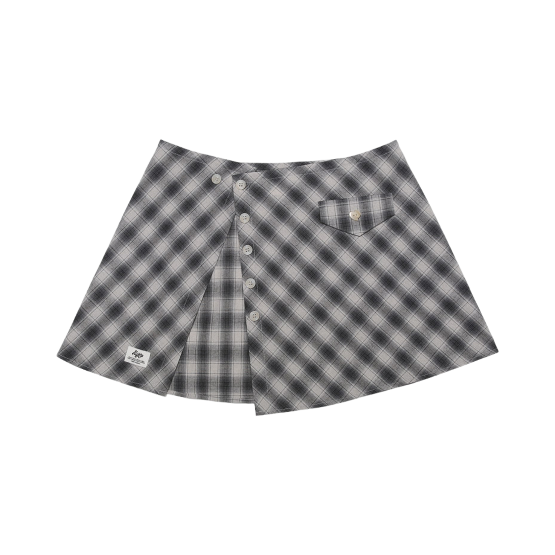 키지코 레이어드 체크 랩 스커트 블랙(KIJIKO Layered Check Wrap Skirt Black)