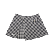 KIJIKO Layered Check Wrap Skirt Black