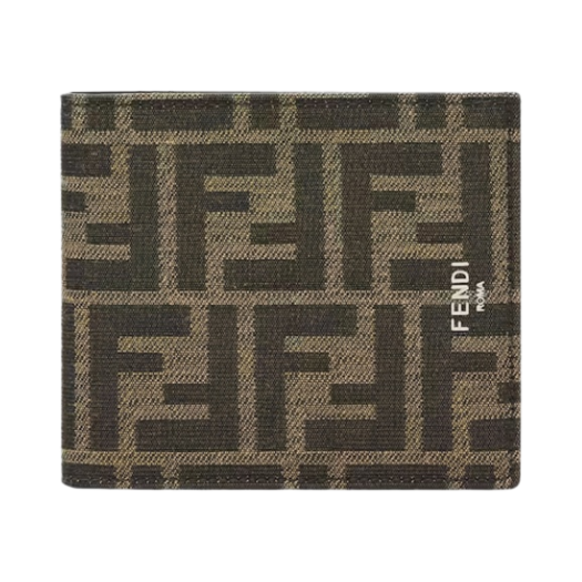 7M0169ALWKF0L3T Fendi FF Fabric Bifold Wallet Brown
