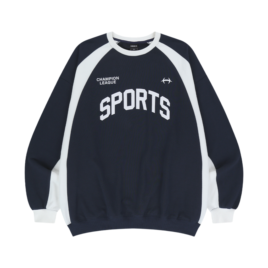 에이치덱스 컬러 블럭 스웨트 셔츠 네이비