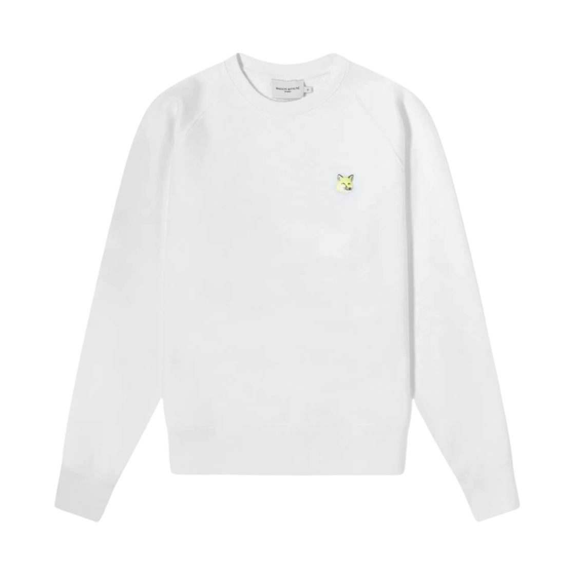 (W) 메종 키츠네 모노크롬 폭스 헤드 패치 클래식 스웨트셔츠 화이트((W) Maison Kitsune Monochrome Fox Head Patch Classic Sweatshirt White) - 1