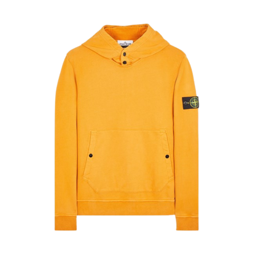 Stone Island 61720 Brushed Cotton Fleece Garment Dyed Crewneck Hooded Sweatshirt Rust - 23FW