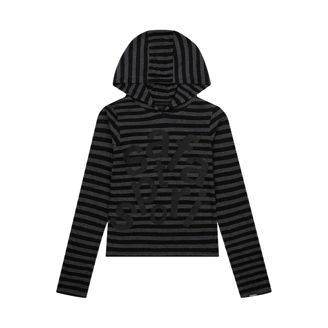 [KREAM 단독] 사파리스팟 1/2 티켓팅 스트라이프 보더 후디 블랙([KREAM 단독] Safarispot 1/2 Ticketing Stripe Border Hoodie Black)