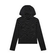 Safarispot 1/2 Ticketing Stripe Border Hoodie Black