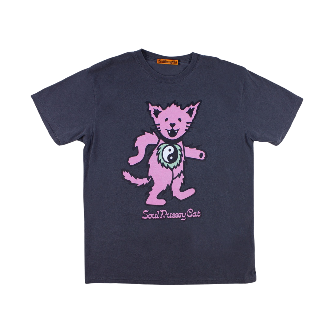 소울푸시캣 퍼지 캣 OG 가먼트 다잉 티셔츠 차콜(Soulpussycat Fuzzzy Cat OG Garment Dyeing T-Shirt Charcoal)
