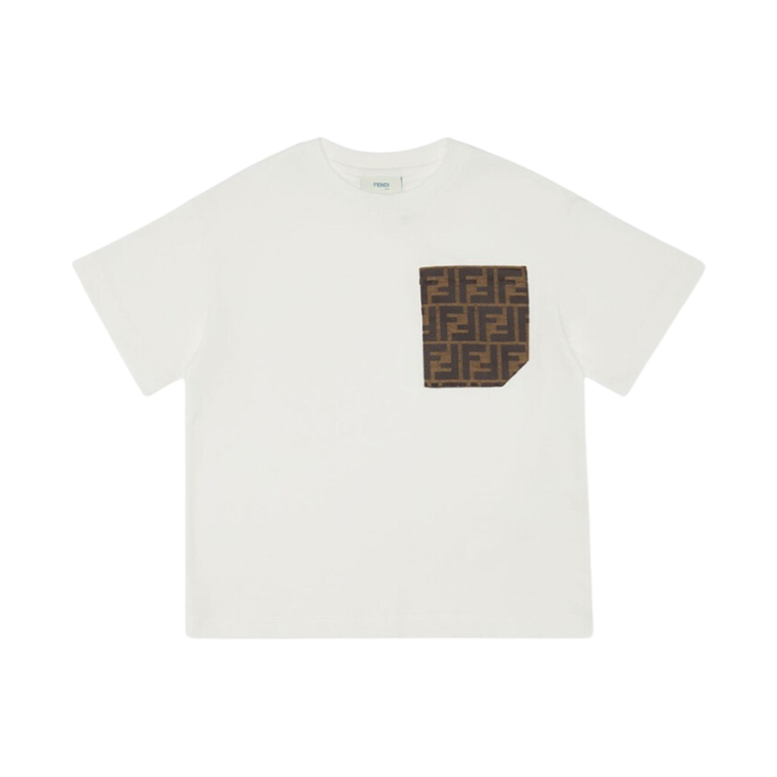 JUI1507AJF0TU9 (Kids) Fendi Jersey Pocket T-Shirt White