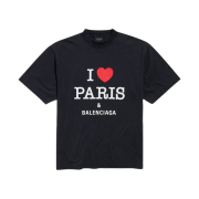 Balenciaga I Love Paris Medium Fit T-Shirt Black Faded