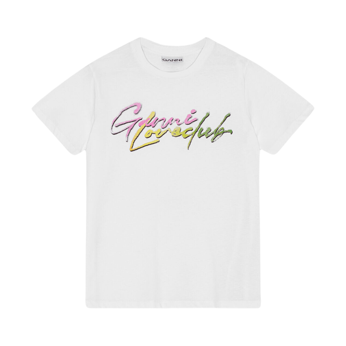 T3921-151 (W) Ganni Basic Jersey Multi Love Relaxed T-Shirt White
