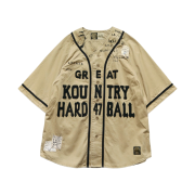 Kapital Chino Great Kountry Damaged Baseball Shirt Beige