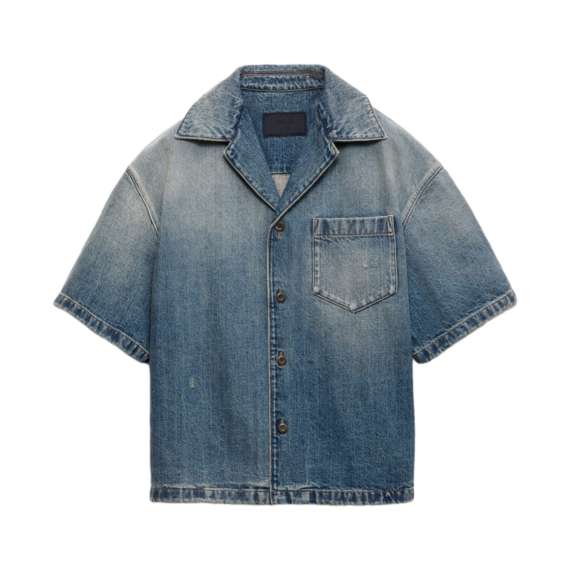 프라다 데님 볼링 셔츠 네이비(Prada Denim Bowling Shirt Navy)