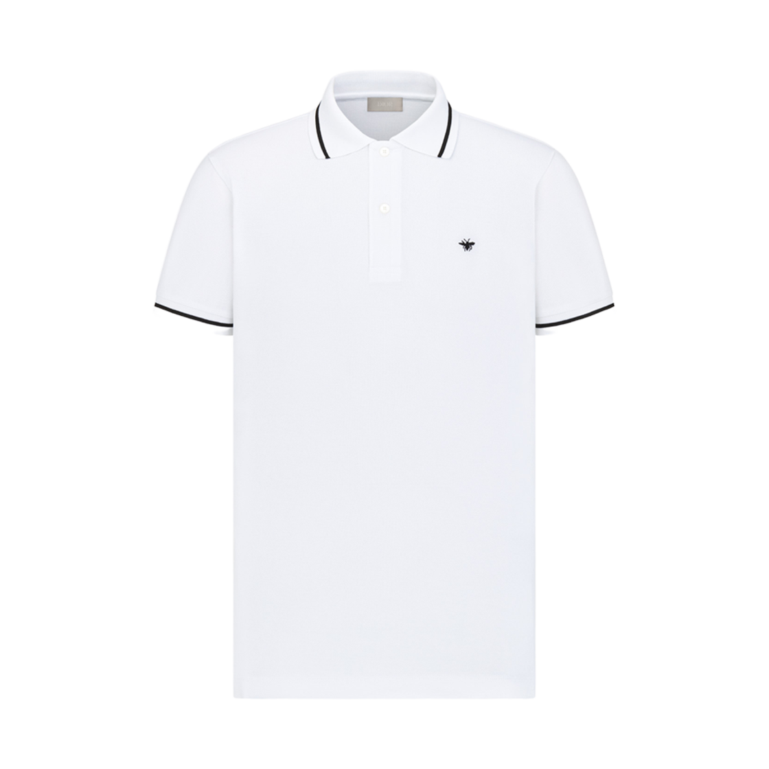 733J805B0373-C089 Dior Polo Shirt With Bee Embroidery White Pique
