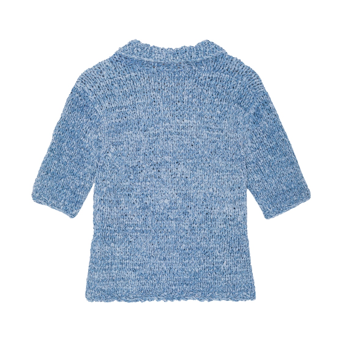 (W) 가니 블루 데님 핸드니트 폴로 라이트 인디고((W) Ganni Blue Denim Handknit Polo Light Indigo) - 2
