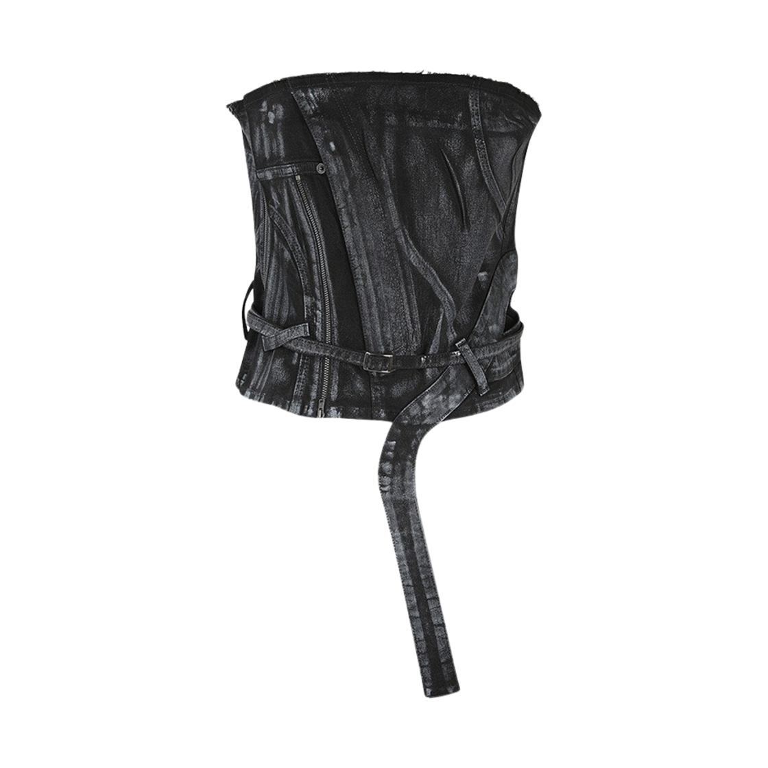 KW4ATSSOT01BK Ottolinger Women Denim Tube Top Black White Paint