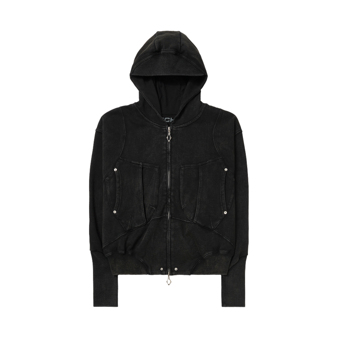 (W) 미스치프 빅 포켓 후드 워시드 블랙((W) Mischief Big Pocket Hoodie Washed Black)