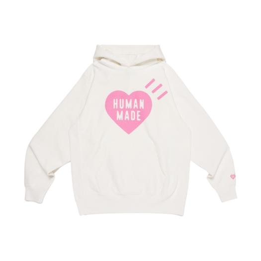 Human Made Heart Heavyweight Hoodie White Pink - Offline Store Exclusive