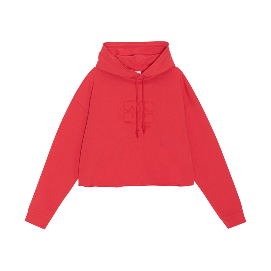 (W) 가니 이솔리 크롭 오버사이즈 후드 레이싱 레드((W) Ganni Isoli Cropped Oversized Hoodie Racing Red) - 1