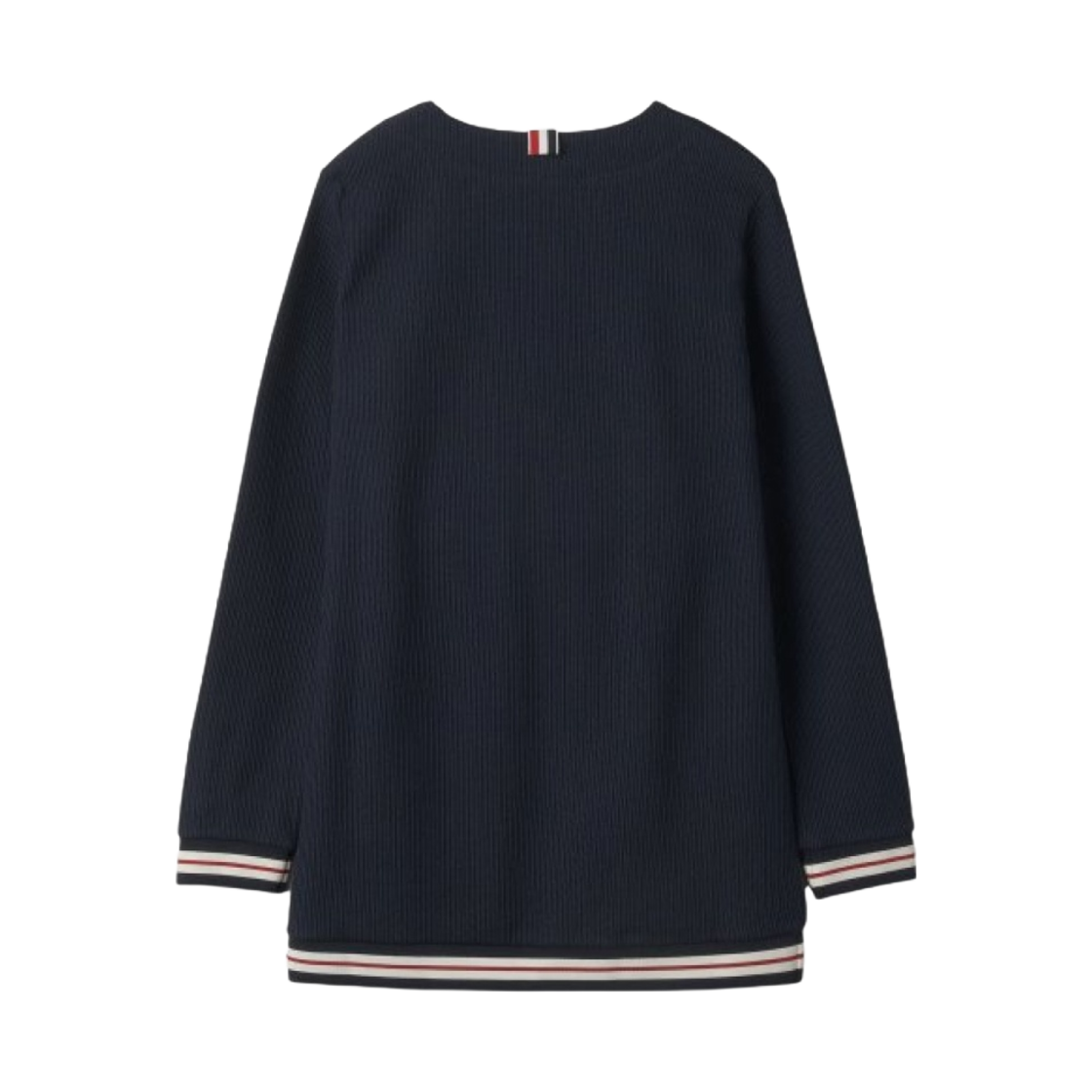 (W) 톰브라운 라이트웨이트 텍스처 코튼 크리켓 스트라이프 브이넥 가디건 블루((W) Thom Browne Lightweight Textured Cotton Cricket Stripe V-Neck Cardigan Blue) - 2