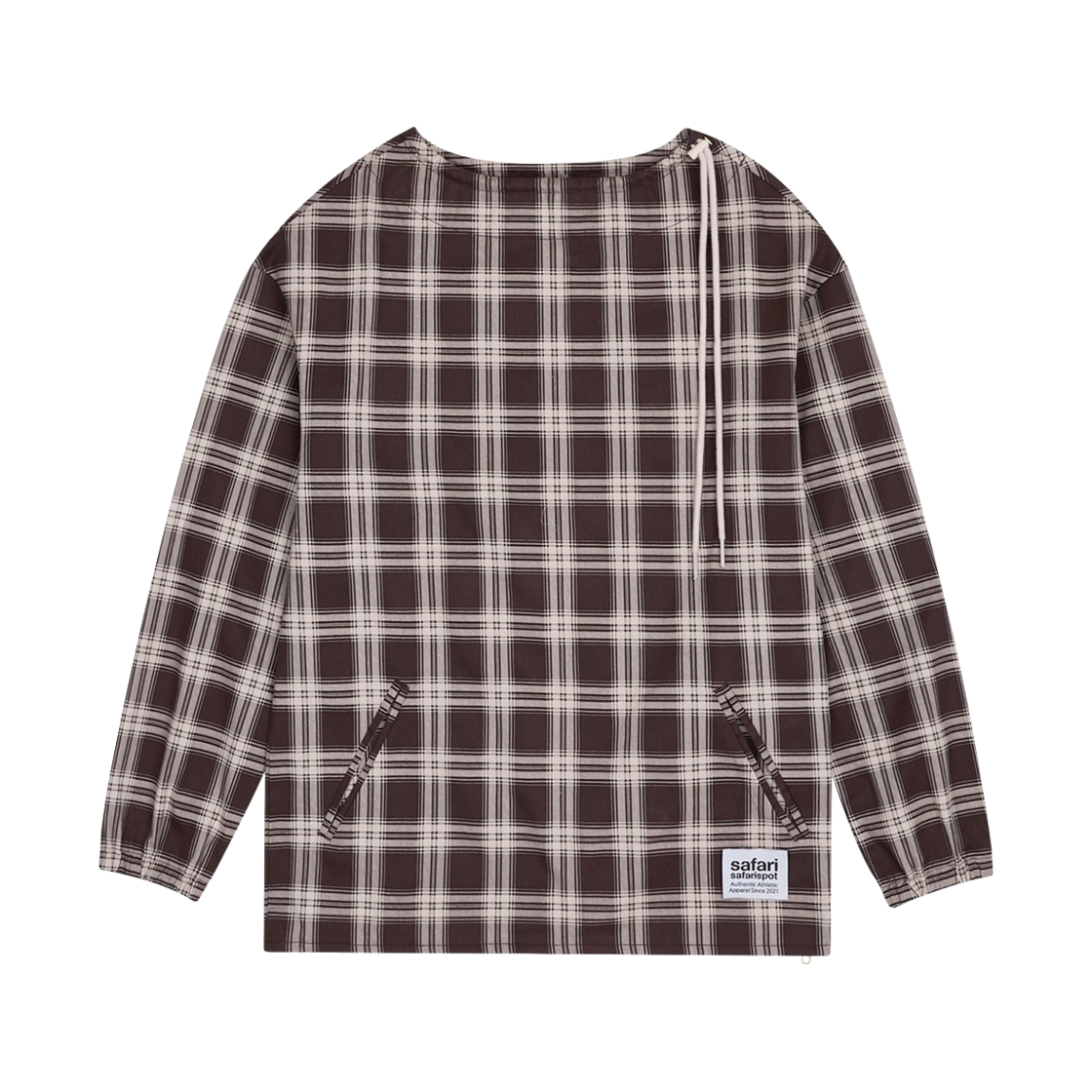 saf00532 Safarispot 1/2 Regular Check String Shirts - Brown
