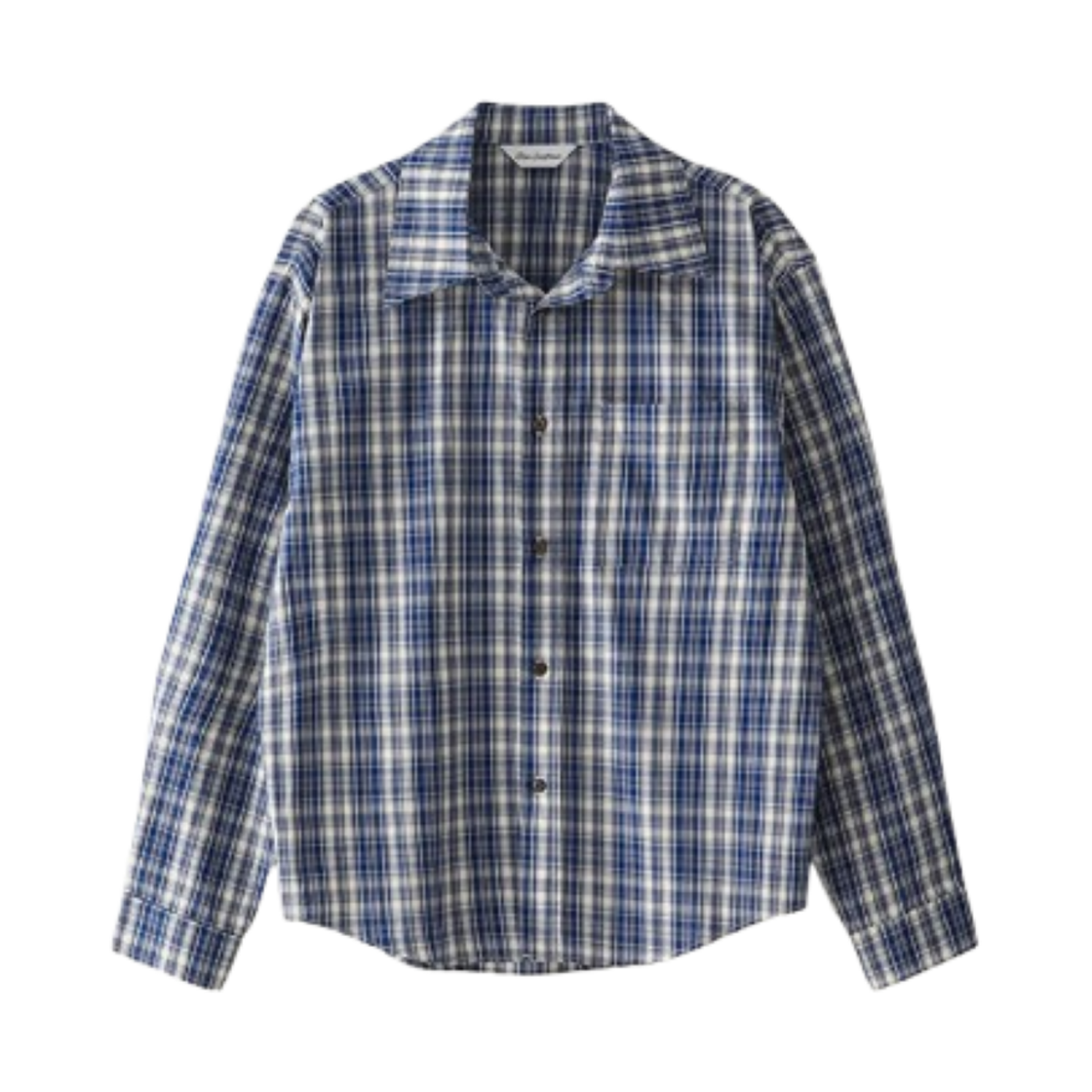블루 선플라워 포멀 라인 체크 셔츠 미드 블루(Blue Sunflower Formal Checkered Shirt Mid Blue)