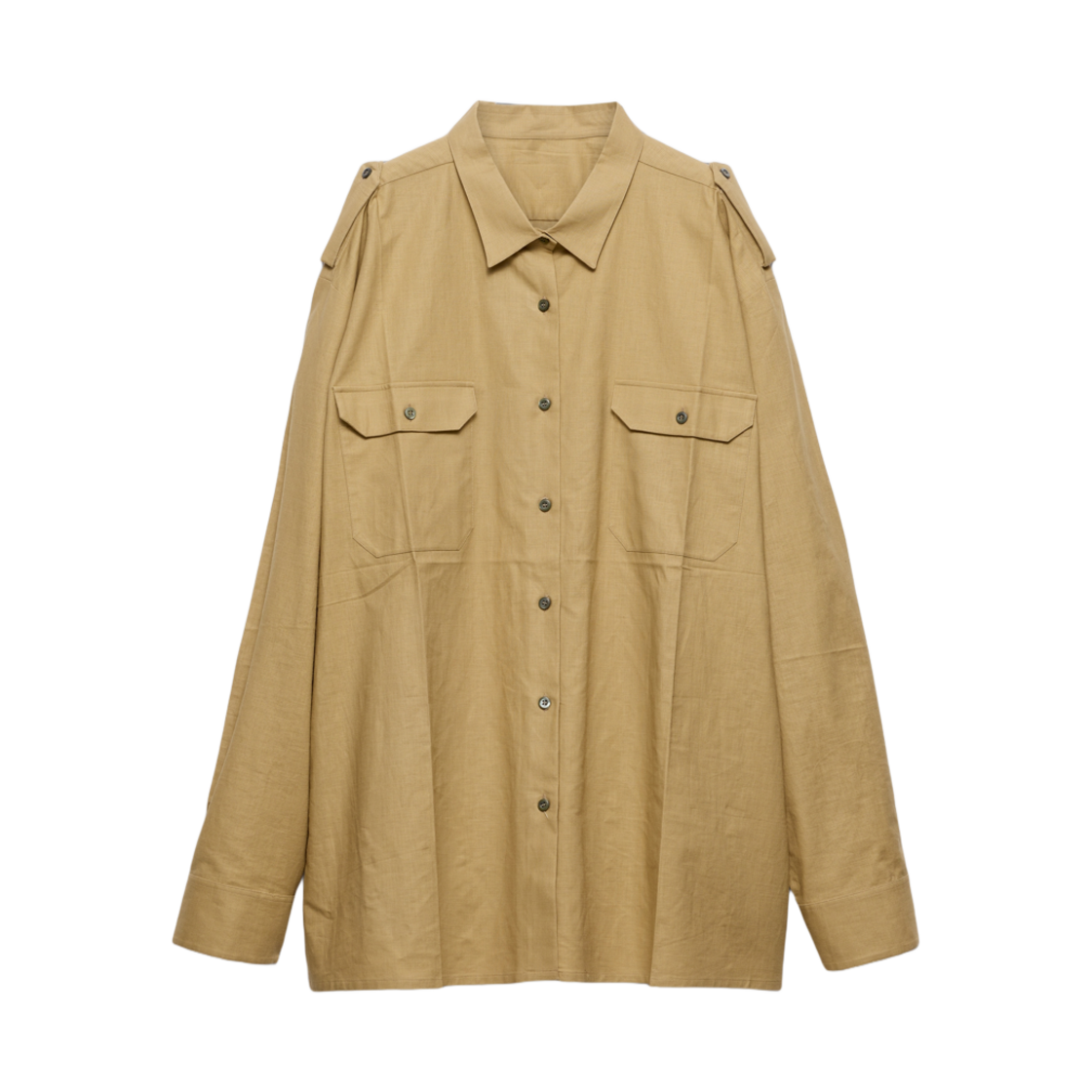 (W) 프라다 오버사이즈 코튼 셔츠 카키((W) Prada Oversized Cotton Shirt Khaki) - 1